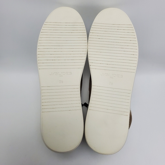 J Slides NYC Nadal Faux Fur High Top Platform Boot Sneakers Taupe Suede Size 9.5 - Picture 12 of 15